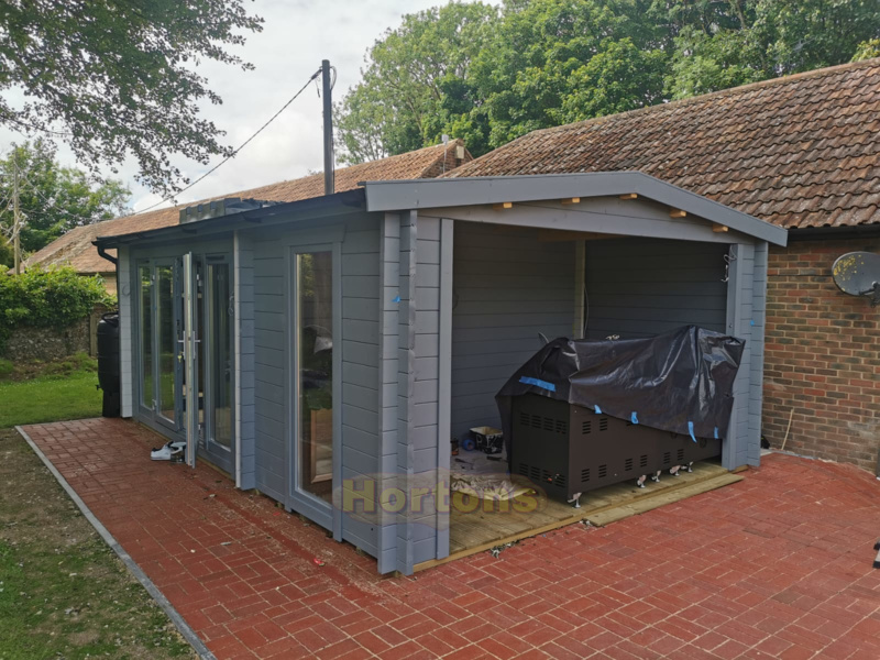 6x4m insulated Twin Skin garden room with built in BBQ area_1